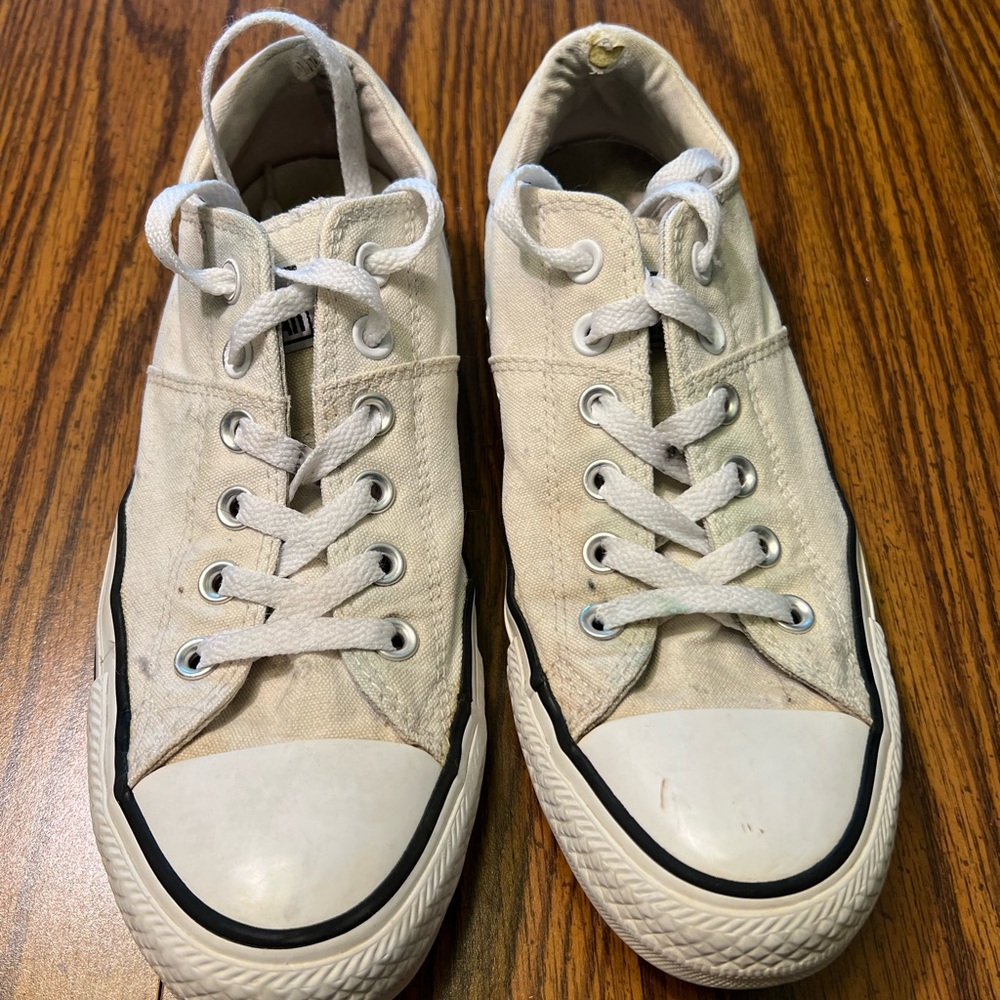 Converse Cream Canvas Sneakers with White Laces